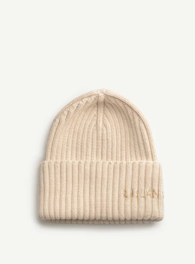 Шапка Ruslan Baginskiy Monogram-embroidered Wool Beanie бежева