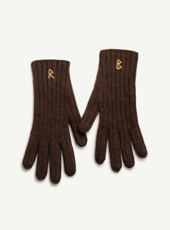Рукавиці Ruslan Baginskiy Monogram-embroidered Wool Gloves коричневі