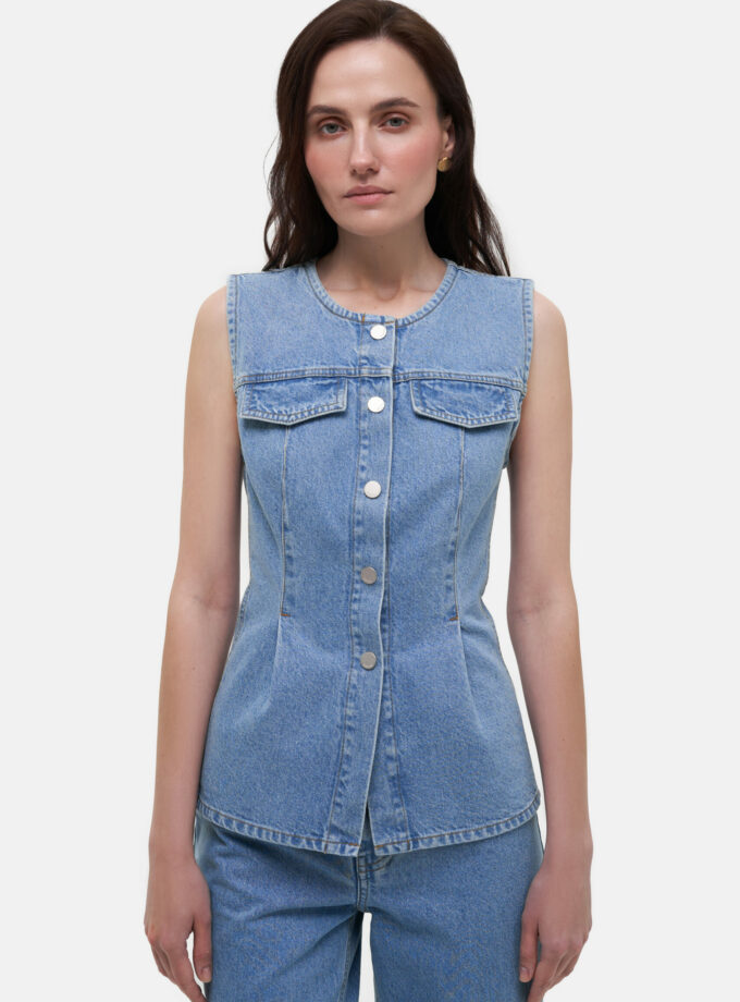 Жилет MATCH DENIM Vest with Pockets blue