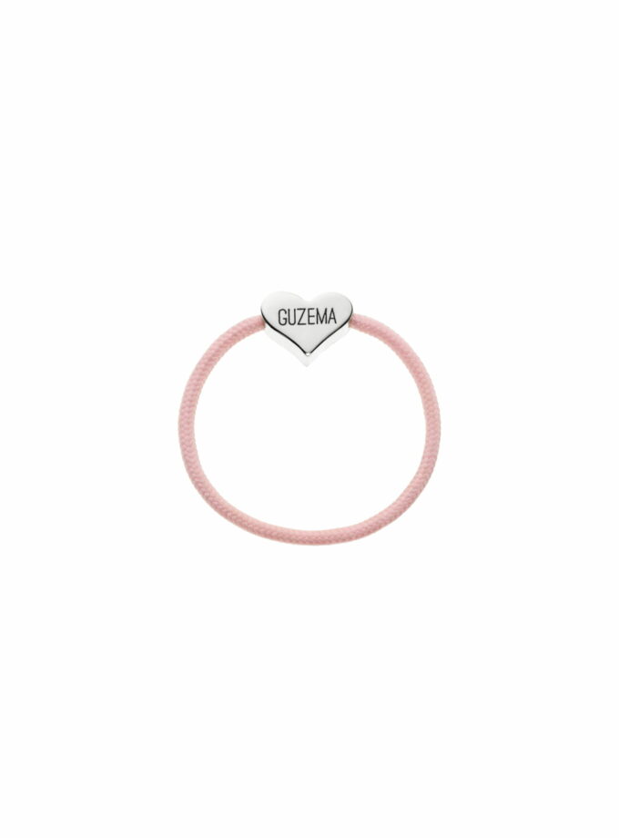 Каблучка серденько на рожевій нитці біле золото 16 VDC 23-pink