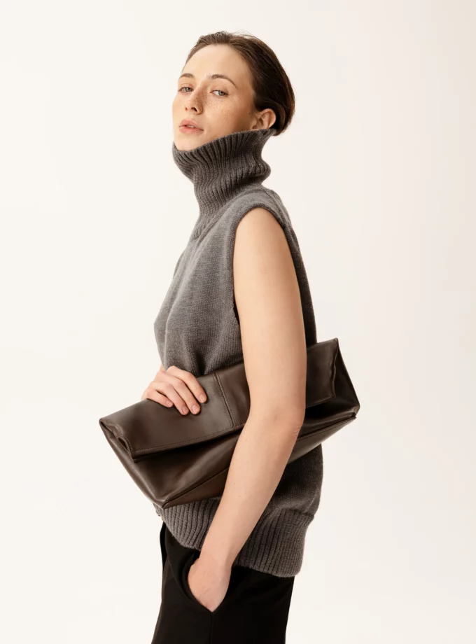 Сумка Poelle Elza clutch коричневий шкіра