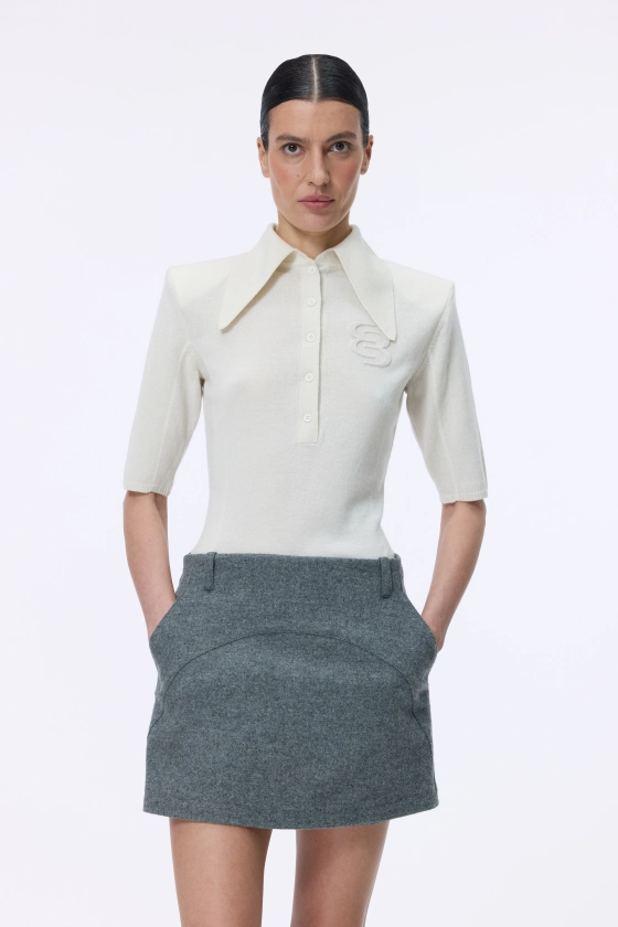 Поло Bazhane Cardinal polo з коротким рукавом з вишивкою BB logo молочний
