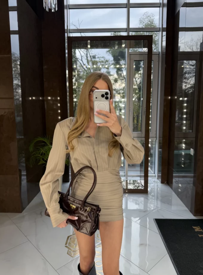 Сукня Miss Diamond Freyja бежева у смужку