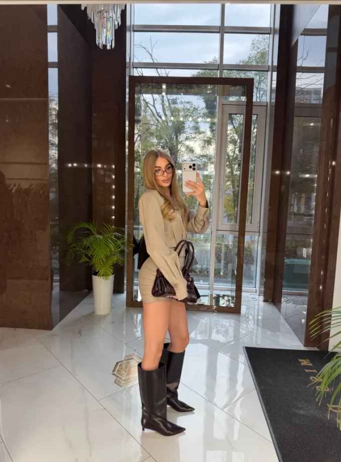 Сукня Miss Diamond Freyja бежева у смужку