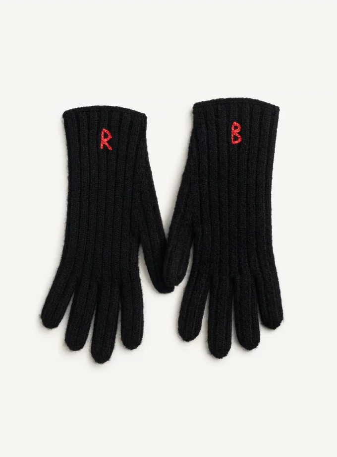 Рукавиці Ruslan Baginskiy Monogram-embroidered Wool Gloves чорні