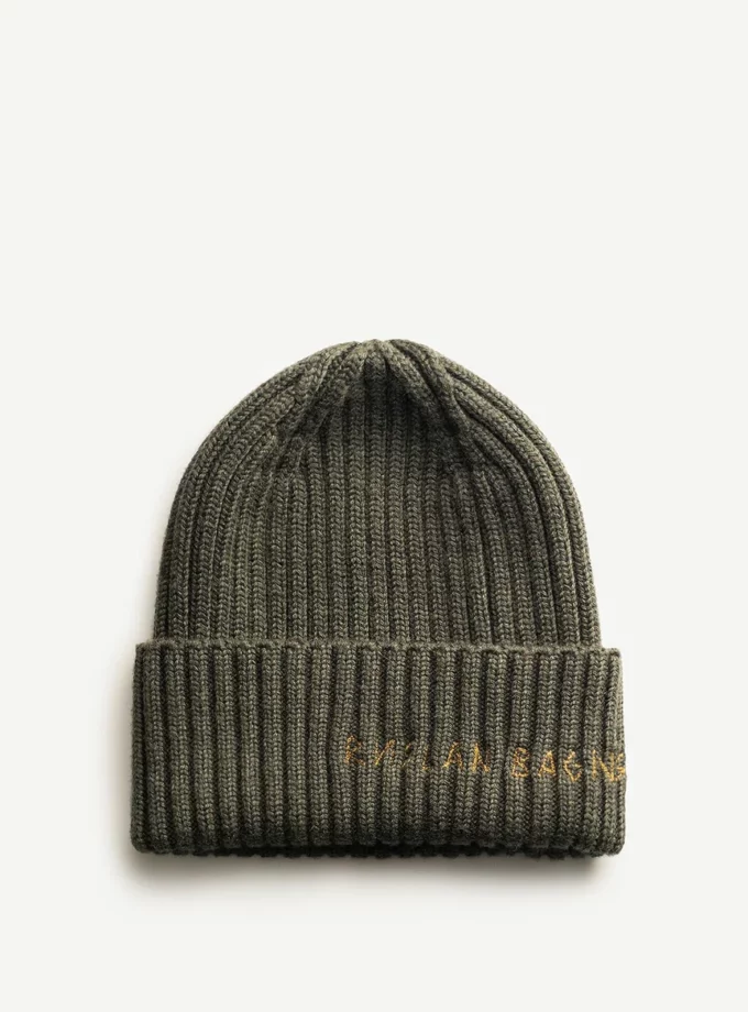 Шапка Ruslan Baginskiy Monogram-embroidered Wool Beanie хакі