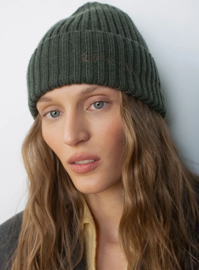 Шапка Ruslan Baginskiy Monogram-embroidered Wool Beanie хакі