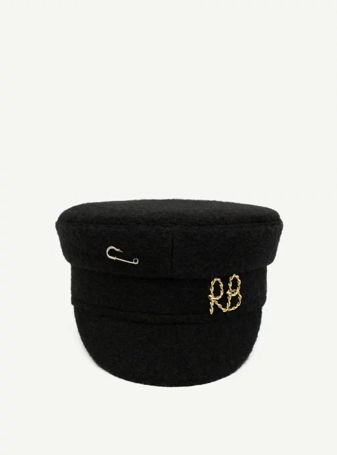 Капелюх RB Logo-embellished Baker Boy Cap Wool чорний