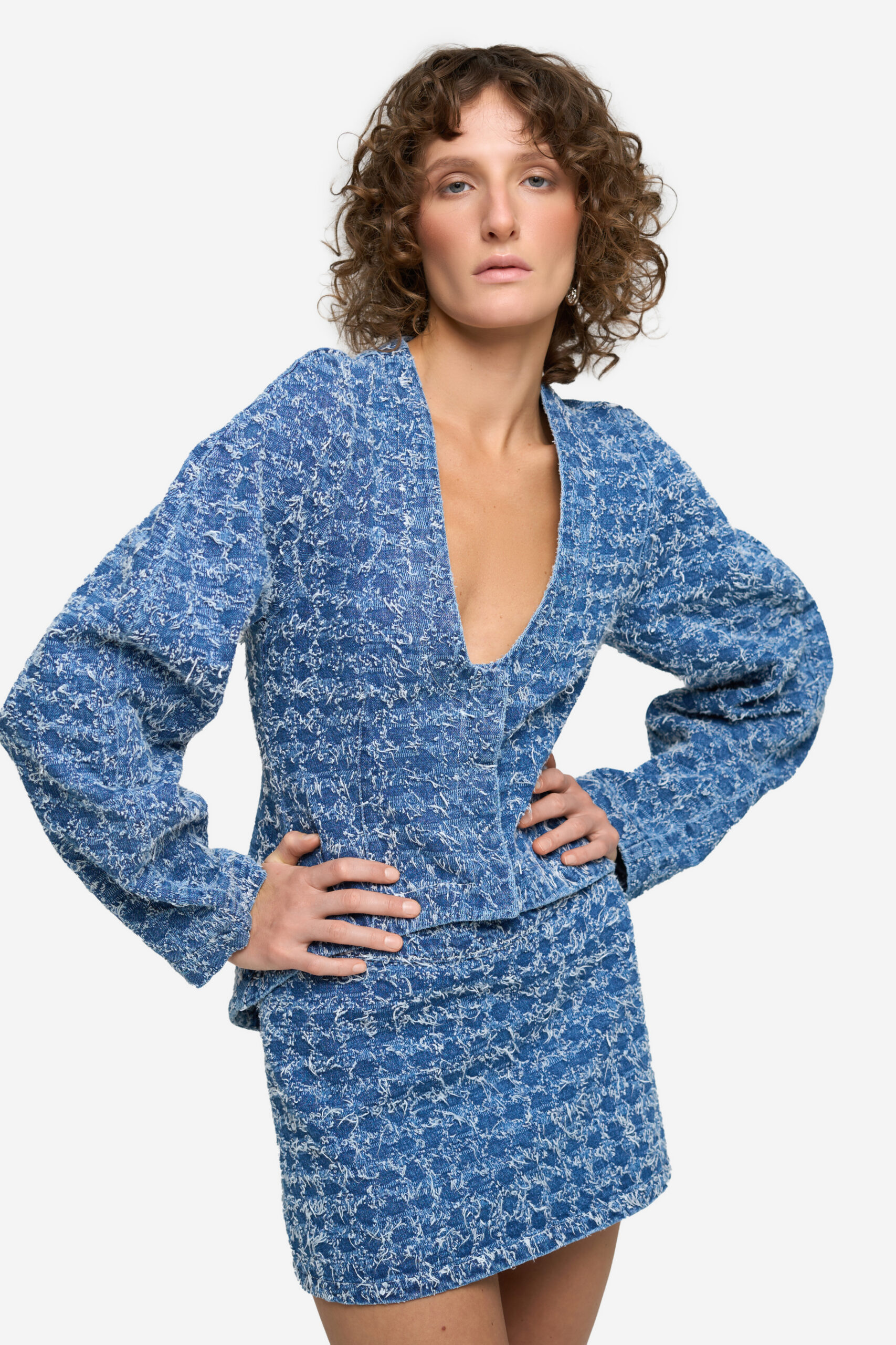 Жакет MATCH DENIM Frayed Denim синій
