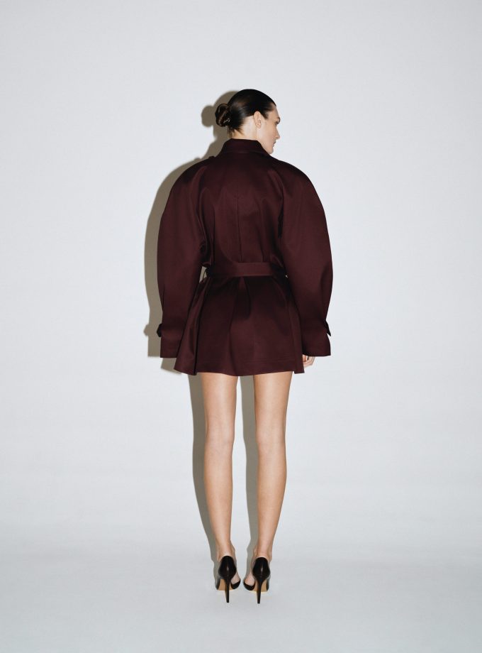 Тренч HAVRY DORA mid-thigh бордово-коричневий