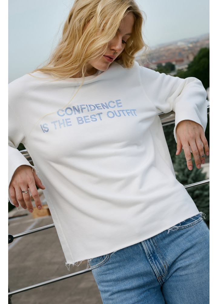 Лонгслів Zigzag Confidence is the best outfit молочний - Зображення 2