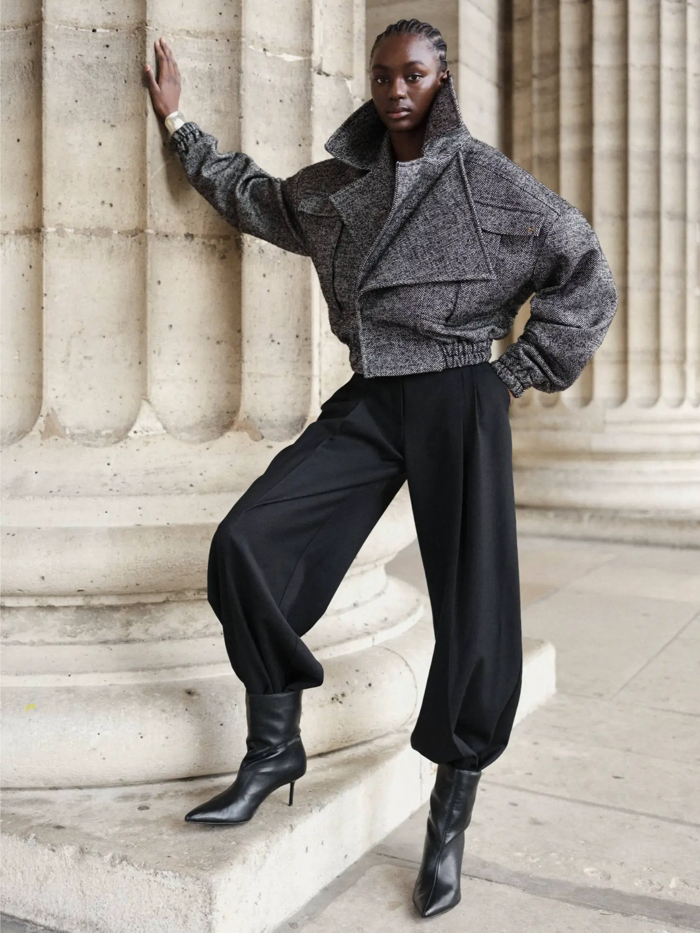 Бомбер HAVRY Double Lapel Wool чорно-білий - Зображення 2