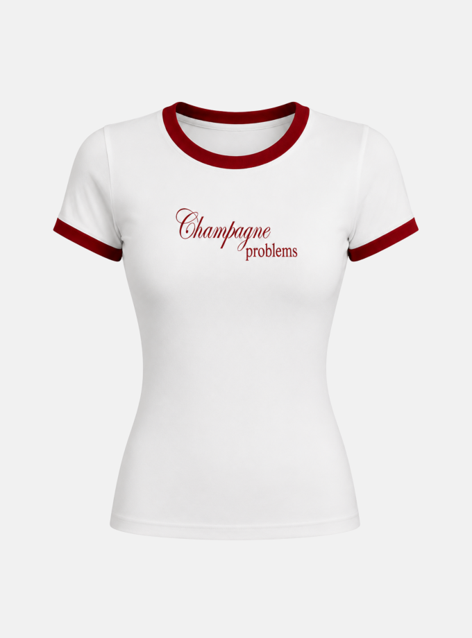 Футболка Miss Diamond Сhampagne біла з червоним