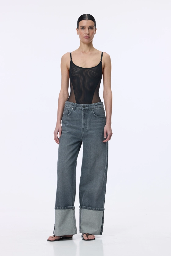 Джинси Bazhane Frame jeans з вишивкою BB logo на патчі сірий