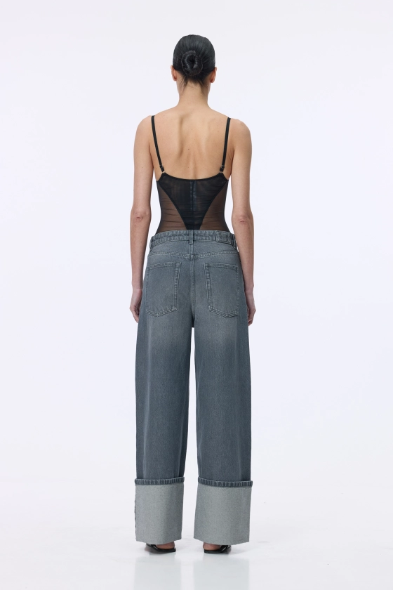 Джинси Bazhane Frame jeans з вишивкою BB logo на патчі сірий